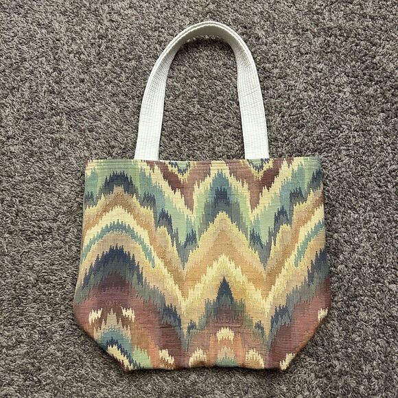 Handmade Tapestry Tote Bag 9.5x6x13 Upcycle Recycle Reusable Shopping Bag - Picture 8 of 9